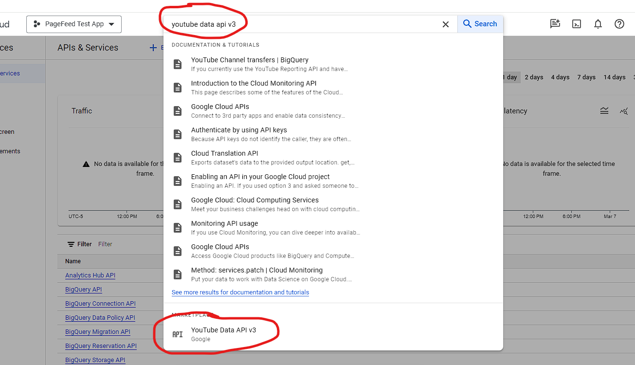 Google search API
