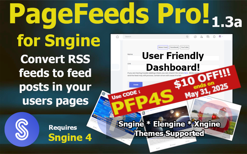 PageFeeds Pro! w/ SocialSync for Sngine