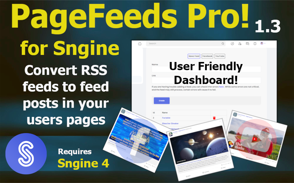 PageFeeds Pro! w/ SocialSync for Sngine