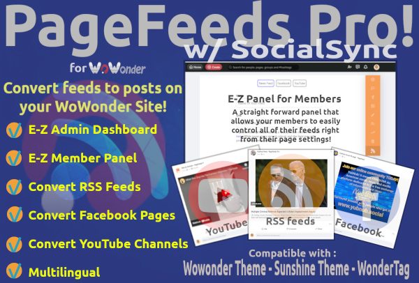 PageFeeds Pro! w/ SocialSync for WoWonder